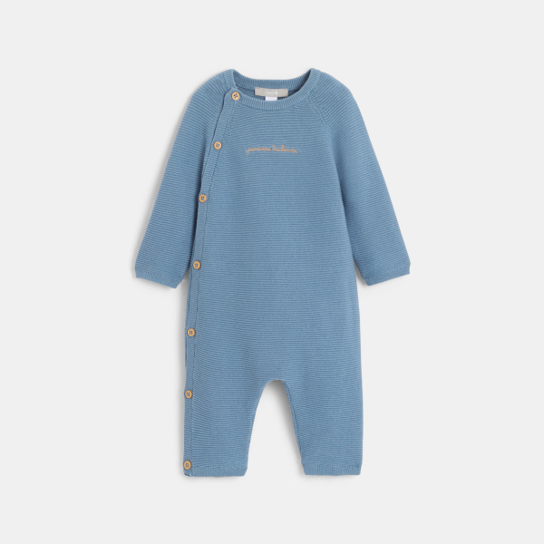 بدلة طويلة منسوجة بالتريكو باللون الأحمر للفتيان الرضع